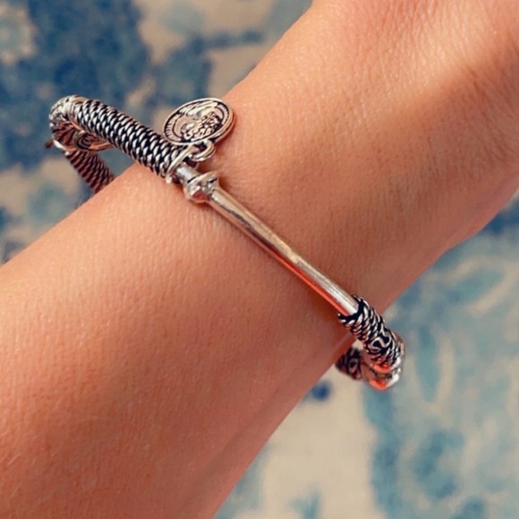 Handcrafted Coin Charm Bracelet | Adjustable Tibetan Silver Boho Bangle - Picture 5 of 15